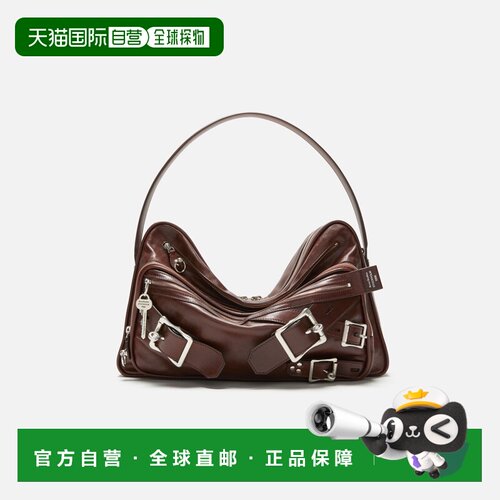 自营欧洲直邮Acne Studios Camero女士干邑棕色皮革搭扣单肩包