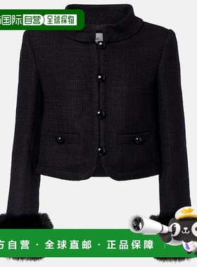 1h可退 香港直邮Self-Portrait 女士 Boucle' 夹克 black黑色 舒