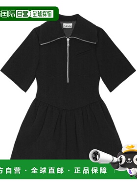 1h可退 香港直邮GANNI 甘尼 女士 黑色 Bonded Crepe 连衣裙 W025
