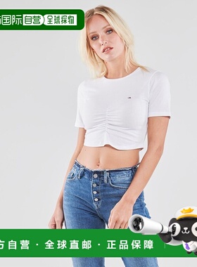 欧洲直邮Tommy Jeans 女士 TJW CROP RUCHE TOP 白色 短袖上衣