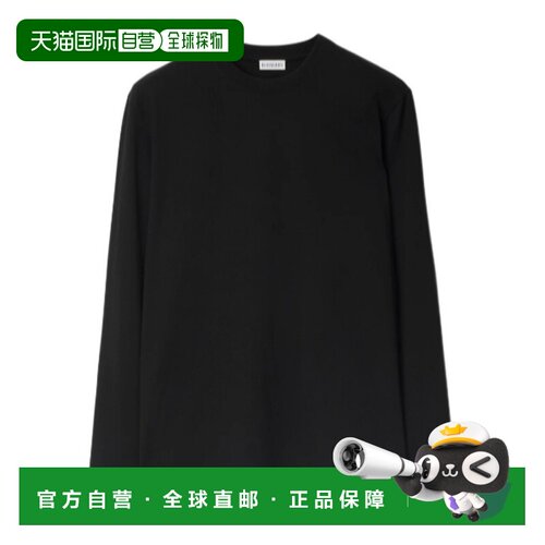 香港直邮BURBERRY 男士T恤 81042821 AW2025 黑色 长袖格纹T恤