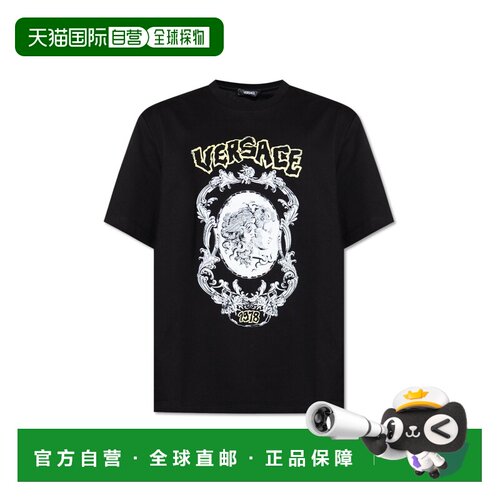 1h可退 香港直邮VERSACE 男士T恤 10133021A143442B510 SS2025 黑