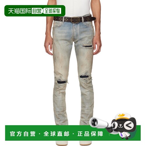 香港直邮AMIRI 男士 蓝色 MX1 牛仔裤 AMBMJE1104I
