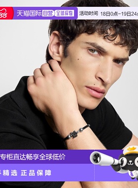 自营1h可退 欧洲直邮LV路易威登 Flower Hook系列男士黑色牛皮log