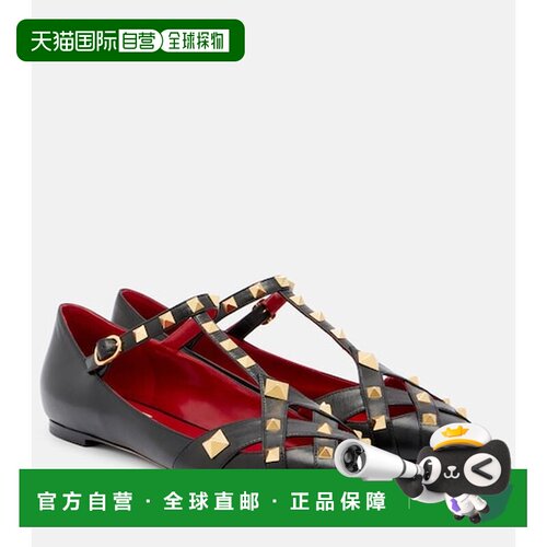 香港直邮valentino 华伦天奴 女士 Studdy 皮质玛丽珍平底鞋单鞋