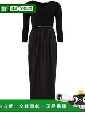 自营欧洲直邮MAXMARA麦丝玛拉 Kaiser女士黑色粘胶纤维V领七分袖