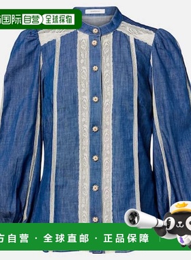 1h可退 香港直邮ZIMMERMANN 女士 Awaken 蕾丝边牛仔布衬衫