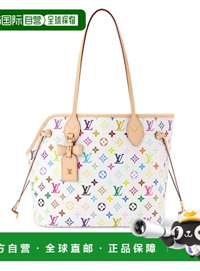 自营欧洲直邮LV路易威登 x TM女士白色/多色涂层帆布老花图案单肩