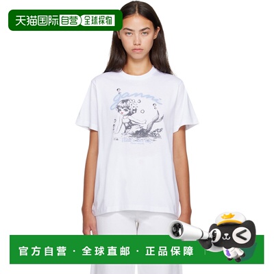 香港直邮GANNI 甘尼 女士 白色 Future Jersey Washed Mermaid T