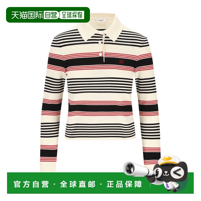 1h可退 香港直邮Celine 长袖Polo衫 RY0TX3B21.上衣女装针织衫