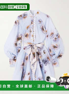 1h可退 香港直邮ZIMMERMANN 女士 淡紫色花朵前纽扣连衣裙 3970DF