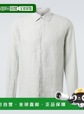 1h可退 香港直邮Orlebar Brown 男士 Giles 亚麻衬衫 green绿色
