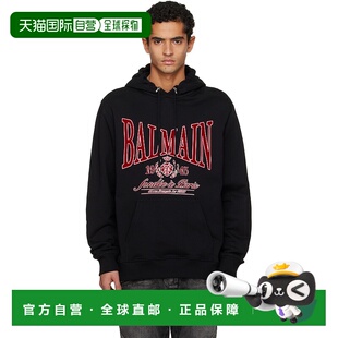 香港直邮Balmain 巴尔曼 男士 黑色 Flocked College 连帽衫 FH0J