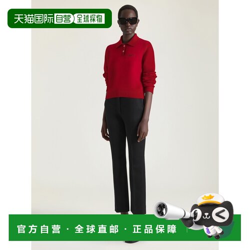 自营欧洲直邮Givenchy纪梵希 女士深红色羊毛羊绒长袖POLO衫