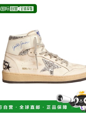 自营欧洲直邮GOLDENGOOSE/GGDB女士白色皮革亮片星星休闲中帮运动