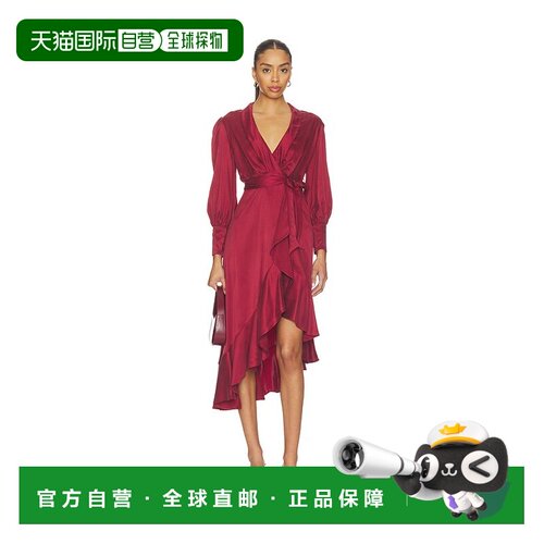香港直邮ZIMMERMANN 女士 小号真丝裹式中长连衣裙 8066DF24R