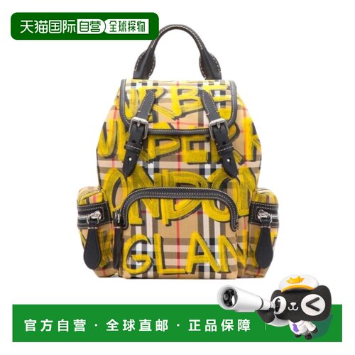 香港直邮Burberry 经典格纹涂鸦双肩背包 40758331新款双肩包