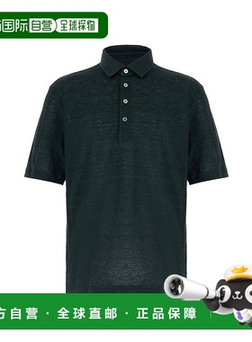 香港直邮zegna 杰尼亚 男士 深色绿色亚麻Polo衫 F770UF352A9