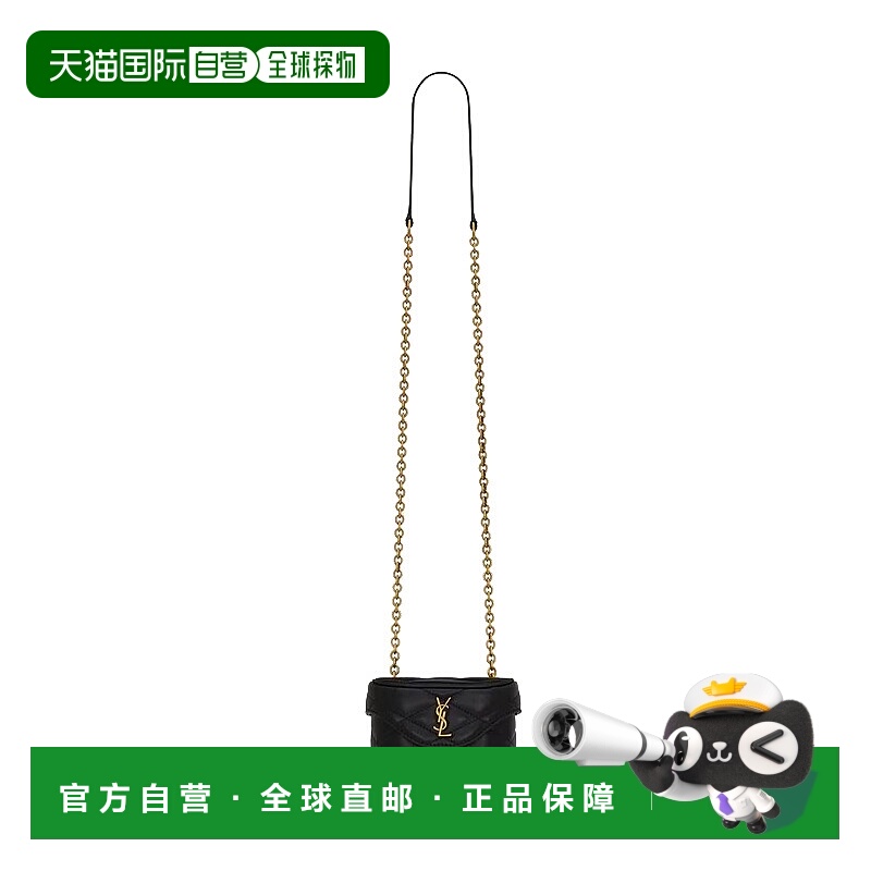 自营欧洲直邮YSL圣罗兰 June黑色羊皮革古铜色配件菱形绗缝链条单