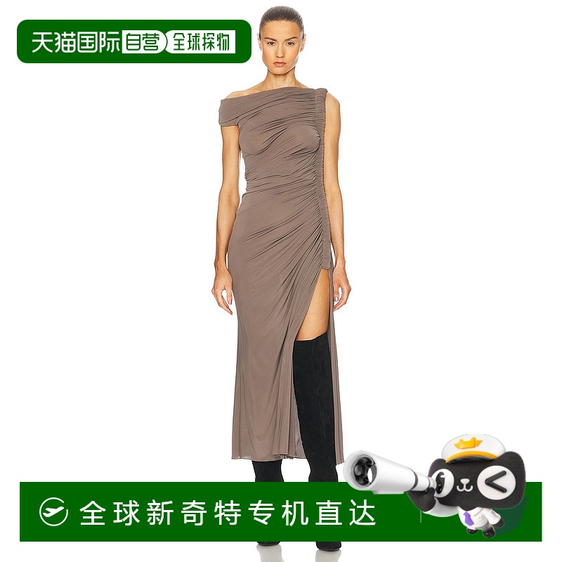 1h可退 香港直邮Alaia 女士 褶皱中长连衣裙 AA9R1408J050A