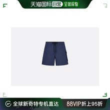 短裤 Dior迪奥SS23男士 深蓝色徽标宽松logo满印花抽绳休闲泳裤