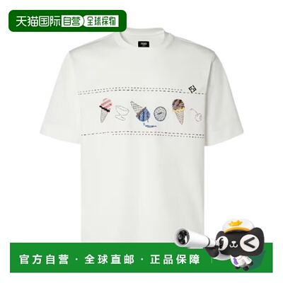 1h可退 香港直邮FENDI 男士T恤 FY0936B05NF0H0G SS2026 白色 圆T