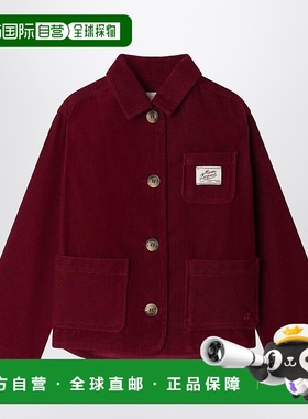 1h可退 香港直邮Bonpoint 女童 Edith 灯芯绒刺绣樱桃红夹克童装