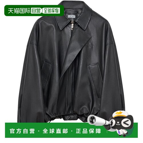 自营欧洲直邮LOEWE罗意威 女士黑色纳帕皮革短款夹克支付后1h可退