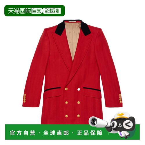 自营Gucci 毛麻混纺人字纹西装夹克 705281ZAFT8