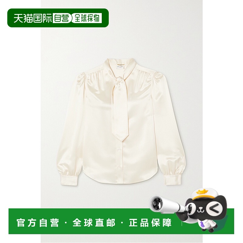 1h可退 香港直邮Saint Laurent 圣罗兰 女士 花结领长袖衬衫 6502