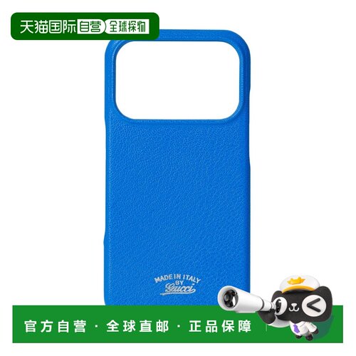 自营欧洲直邮GUCCI古驰 女士亮蓝色皮革iPhone 17 Pro手机壳