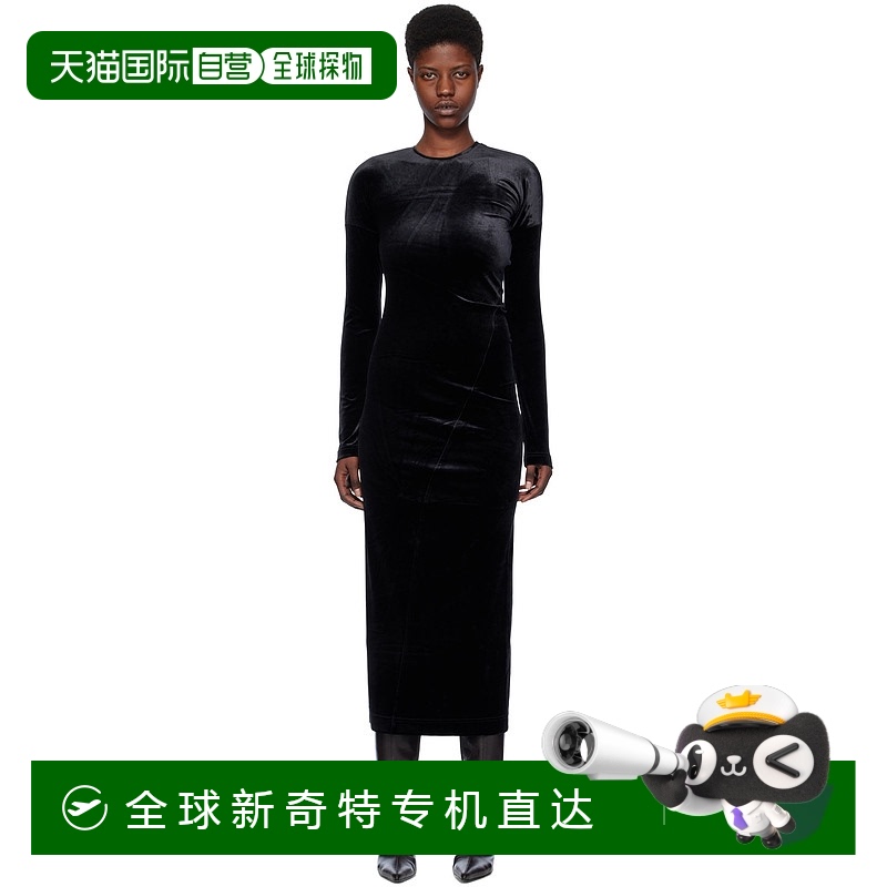 香港直邮TOTÊME 女士 黑色扭褶连衣裙 234WRD824FB0078开衩