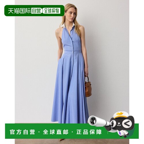 自营欧洲直邮Ralph Lauren拉夫劳伦 Eldred女士浅蓝色棉质连衣裙