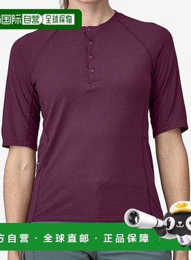 自营欧洲直邮Patagonia 24年新款 女士紫色再生聚酯隐蔽侧袋按扣T