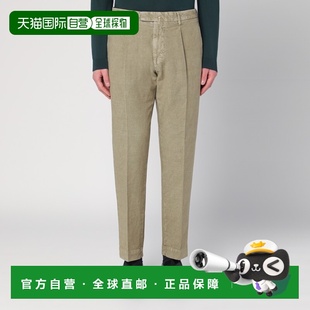 1h可退 香港直邮Santaniello 男士 Sage 绿色棉质亚麻裤子 ARECHI