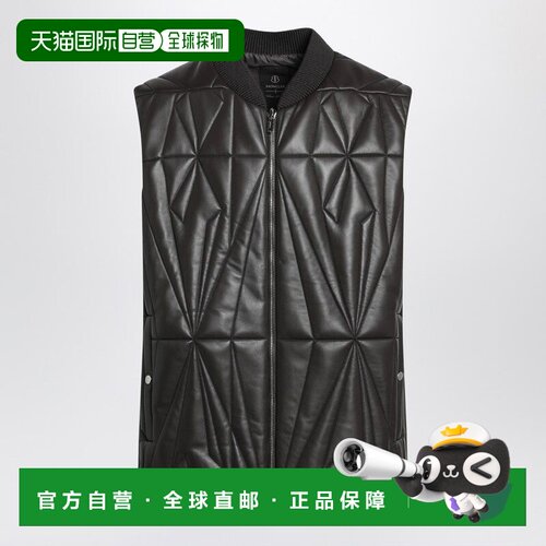 香港直邮Moncler 盟可睐 男士 ZIPUP 棕色仿皮背心 MU01F1A10M811