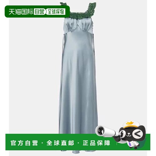 香港直邮Chloe 蔻依 女士 蕾丝边真丝缎面长款吊带连衣裙长裙