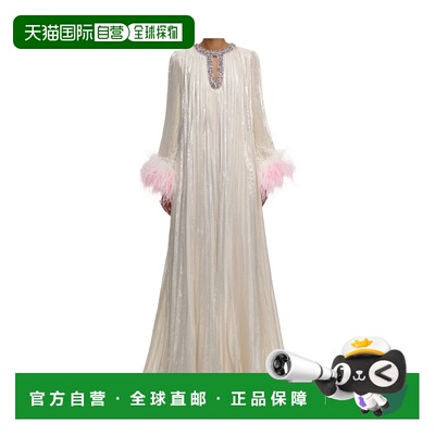 1h可退 香港直邮Self-Portrait 金属渐变羽毛长裙 RS26507X连衣裙