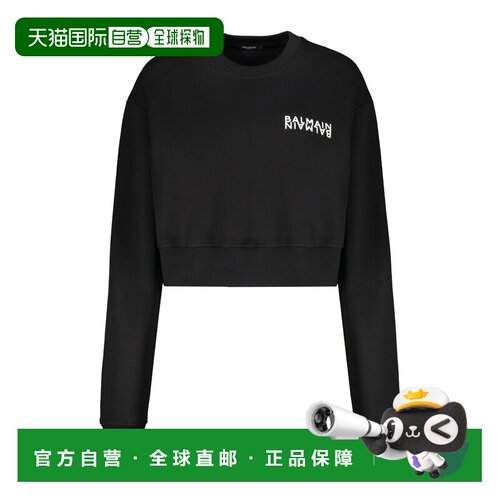 香港直邮BALMAIN 女士卫衣 GF6JO080BB04EAB SS2026 黑色 长袖短