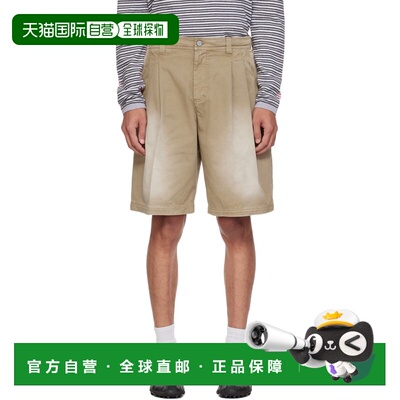 香港直邮Erl 男士 驼色 Pleated Chino Woven 牛仔短裤 ERL12P010