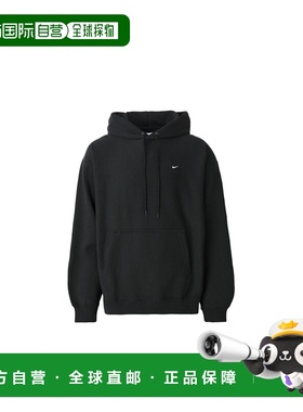 自营欧洲直邮Nike耐克 Solo Swoosh系列男士黑色棉质口袋连帽卫衣