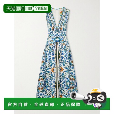 香港直邮FARM RIO 女士 花朵拼贴印花亚麻中长连衣裙 34908926038