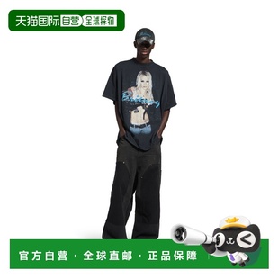 自营欧洲直邮Balenciaga巴黎世家 布兰妮联名男士肖像图案短袖T恤