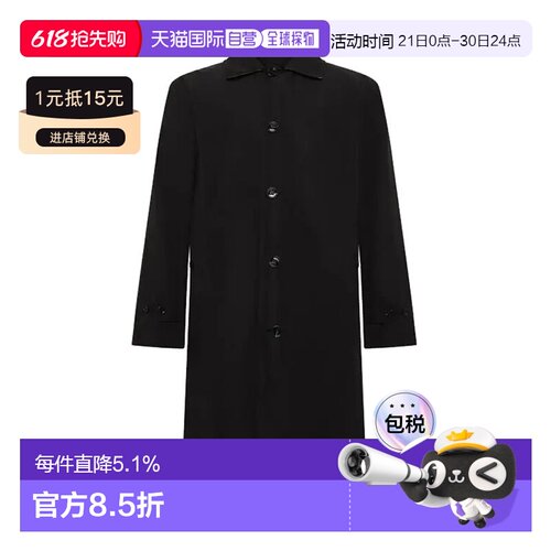 自营欧洲直邮Burberry/博柏利 男士聚酯纤维格纹内衬单排扣风衣