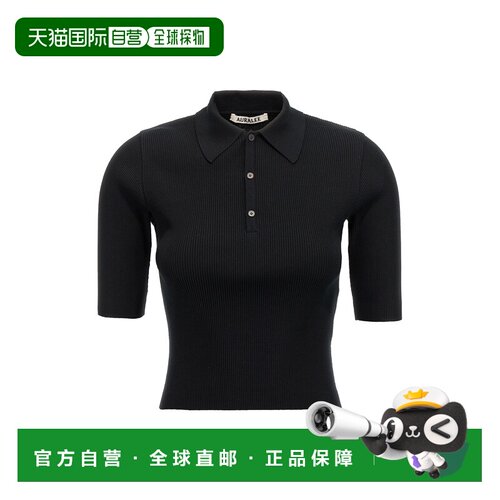 1h可退 香港直邮AURALEE 女士 罗纹Polo衫 A00P01HRBLACK