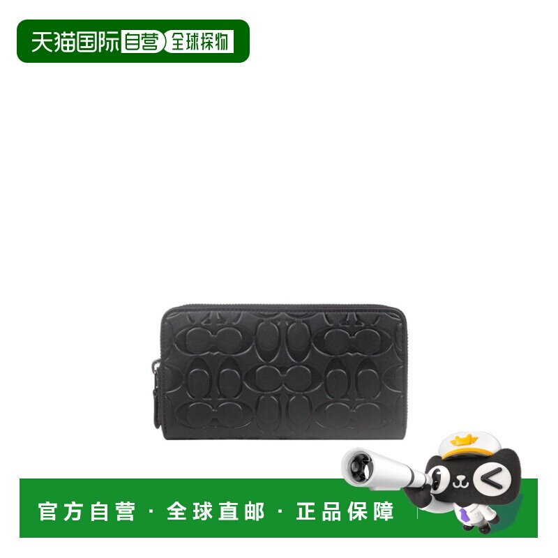 香港直邮COACH 男士钱包 CE551QBBK SS2022 黑色 压纹拉链钱包