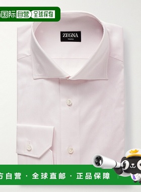 香港直邮Zegna 杰尼亚 男士 Trofeo™ 剪口领细条纹舒适衬衫 90104