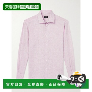 美国直邮zegna 杰尼亚 男士 条纹亚麻衬衫 UHX27A3SRF7