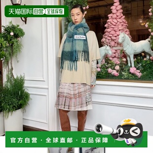 自营欧洲直邮Acne Studios FW25鸭青色/灰色/绿色羊驼毛格纹围巾