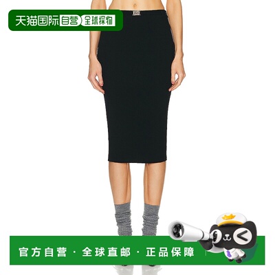 1h可退 香港直邮Miu Miu 缪缪 女士 中长半身裙 MMG496 black黑色